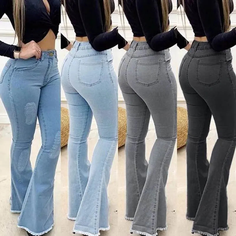 Emiliari | Damen Bootcut-Jeans mit hoher Taille
