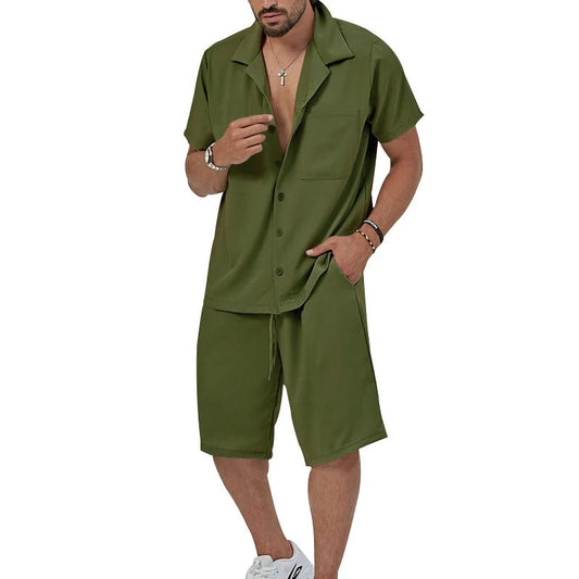 Treyzon | Sommerset aus leichtem Hemd und Shorts mit Knöpfen
