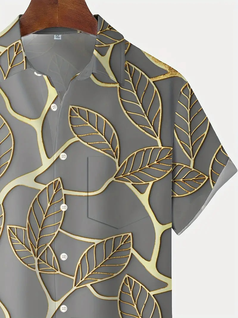 Benzo | Hemd mit goldenen Blätterknöpfen für Herren