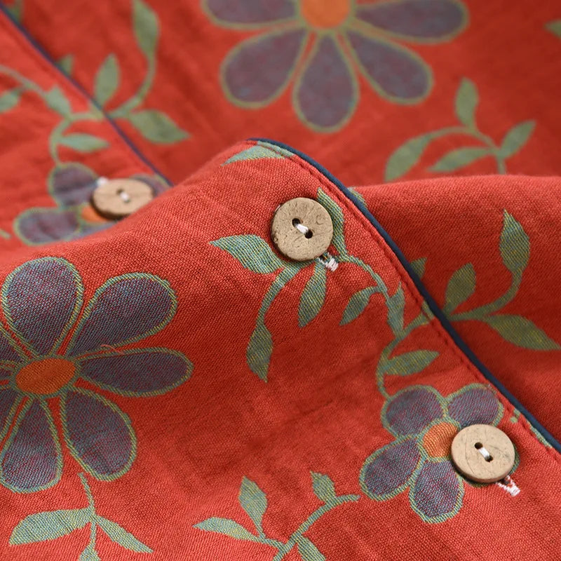 Romelia | Pyjama-Set aus Baumwolle mit Blumendruck und Hemd-Set mit Knöpfen