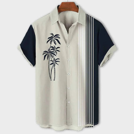 Claude | Farbblock-Hemd mit Palmenmuster für Herren
