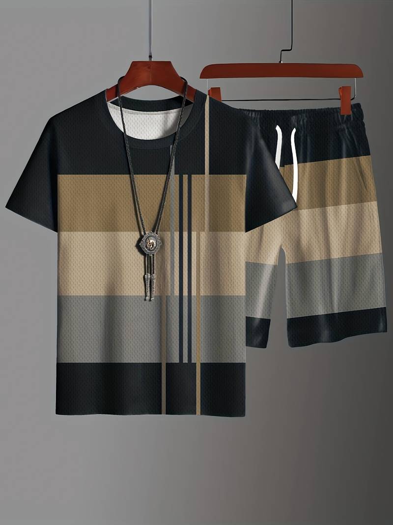 Anthoniel | 2-teilige trendige farbblock-outfits für männer