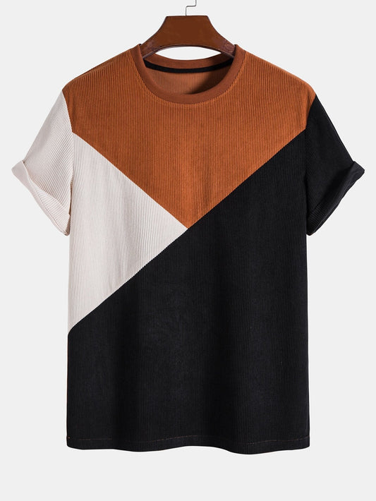 Luigo | Farbblock-Cord-T-Shirt für Herren
