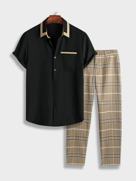 Alessandro | Set aus Vintage-Hemd mit Knöpfen und karierter Hose